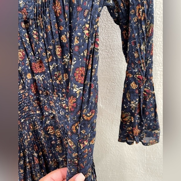 Veronica Beard Blue and Orange Floral Midi Dress - Picture 4 of 5